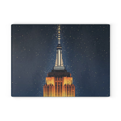 Empire State New York Night Skyline Glass Cutting Board Kitchen Home Decor