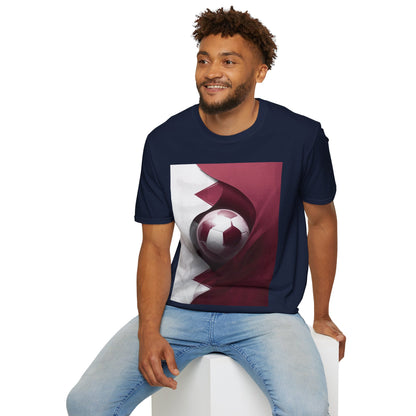 Qatar Football Flag Abstract Graphic T-Shirt Al-Annabbi Soccer Design Tee