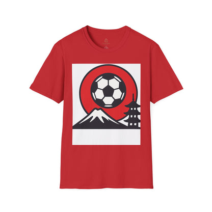 Japan Soccer T-Shirt — Mount Fuji & Pagoda Football Design Tee