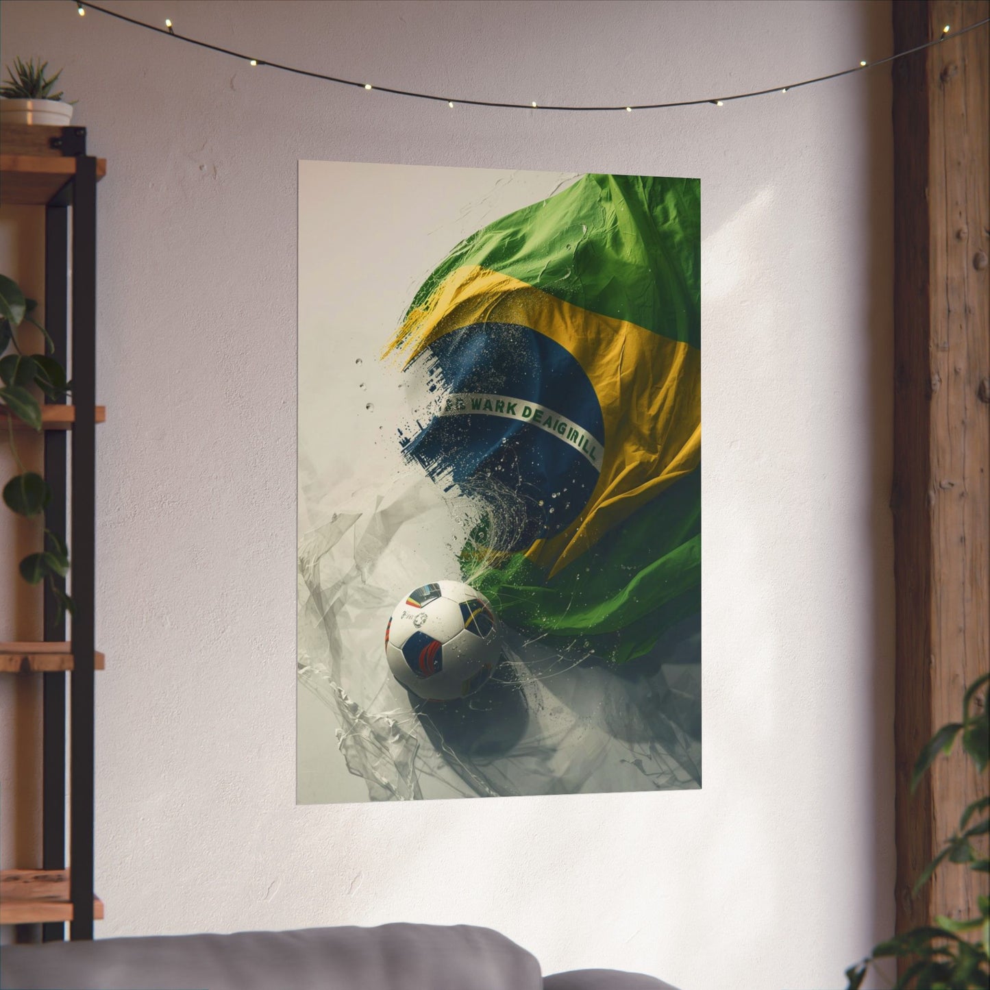 Brazil Flag Soccer Poster — Matte Vertical Football Wall Art Print