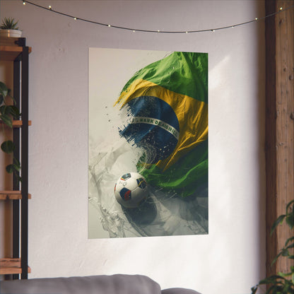 Brazil Flag Soccer Poster — Matte Vertical Football Wall Art Print