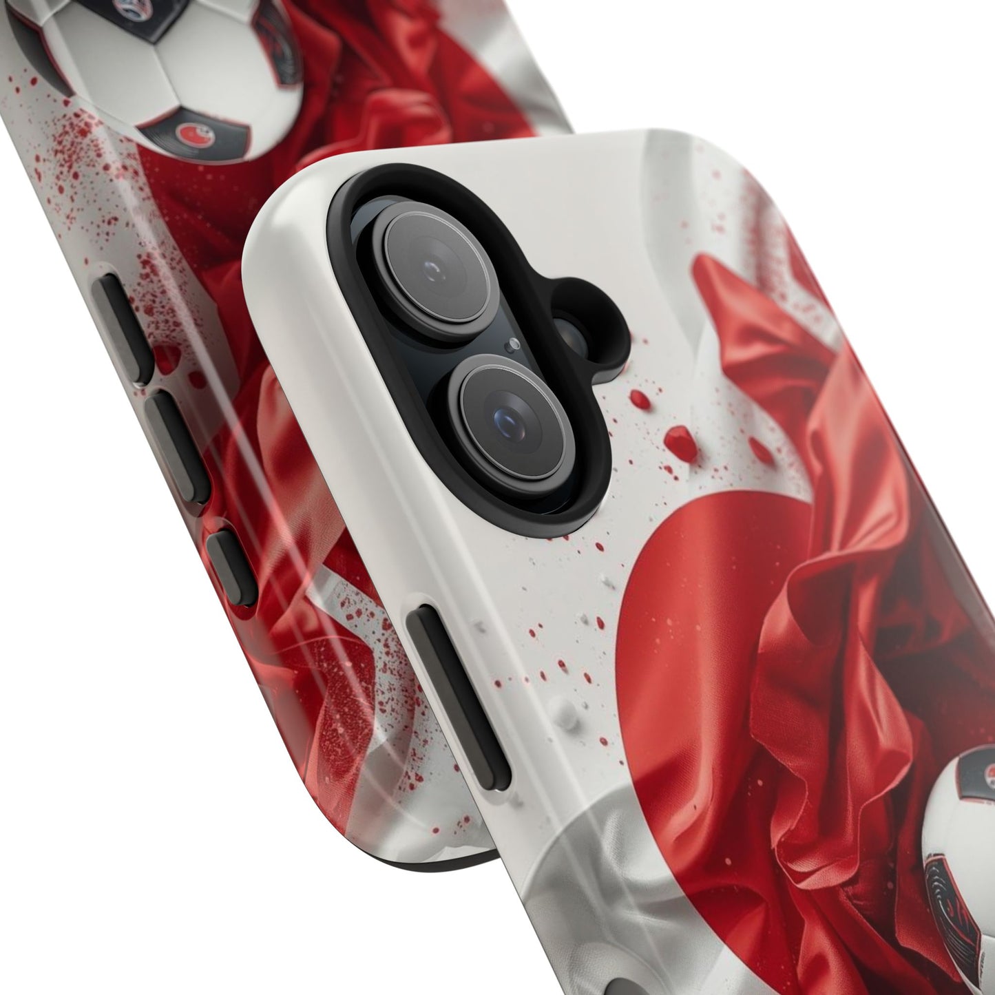 Red Satin Japan Flag Soccer Ball Design Phone Protective Case