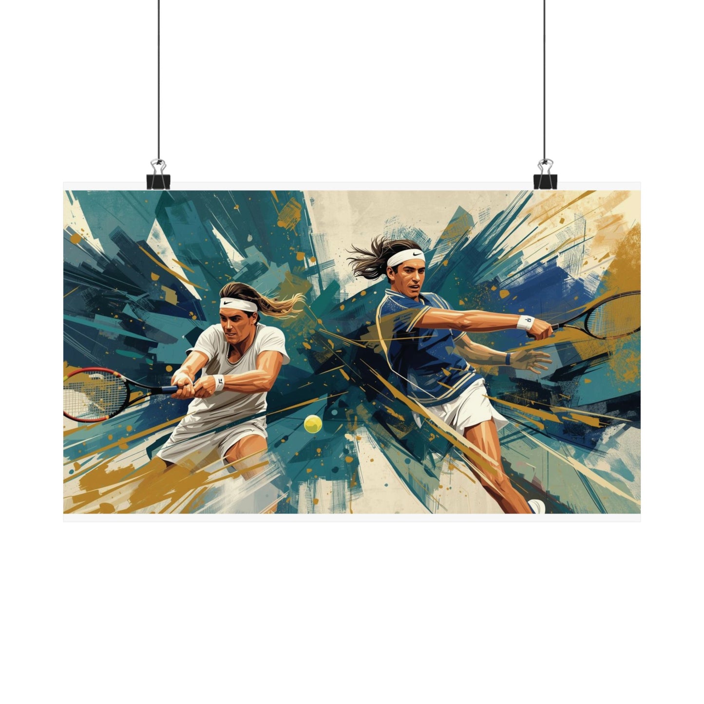 Dynamic Tennis Duo Wall Poster — Tennis Player Art Print