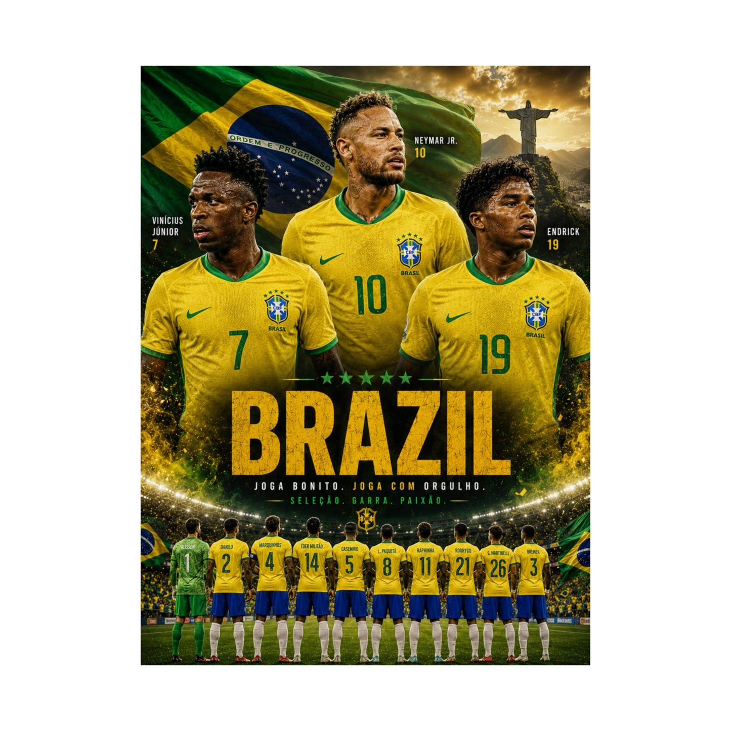Brazil Soccer Seleção Commemorative Wall Art Poster