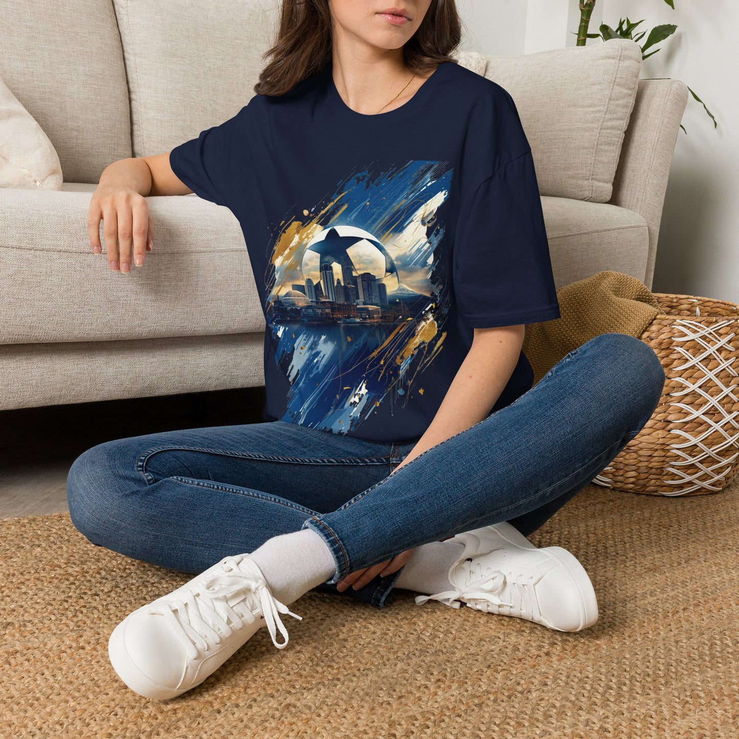 Uruguay Skyline Football T-Shirt — Abstract Football Design Tee