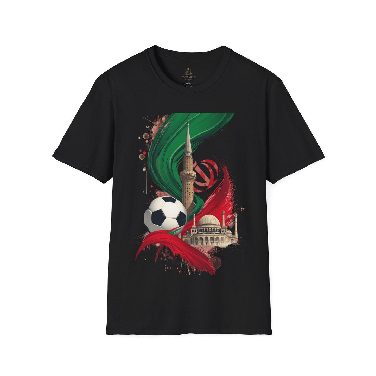 Iran Dynamic Flag Colors T-shirt Minaret & Mosque Art Tee