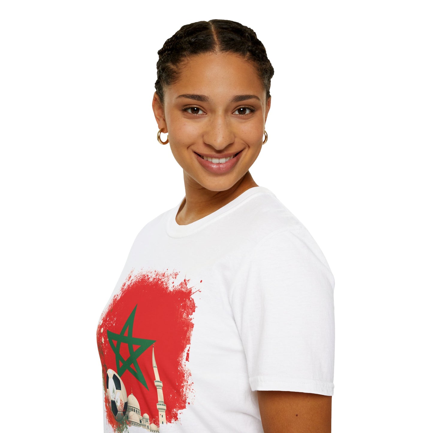 Morocco Soccer Fan T-Shirt — Moroccan Flag, Football & Mosque Graphic Tee
