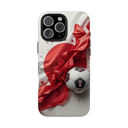 Red Satin Japan Flag Soccer Ball Design Phone Protective Case