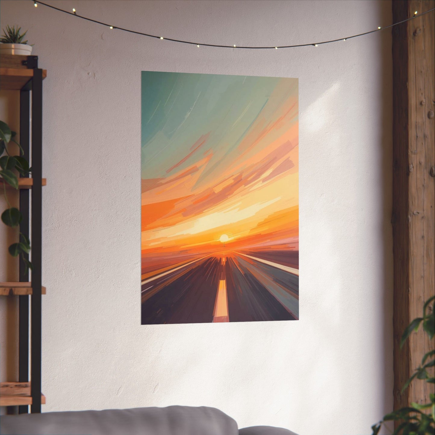 Sunset Drive Wall Art Poster | Vibrant Abstract Road Matte Print