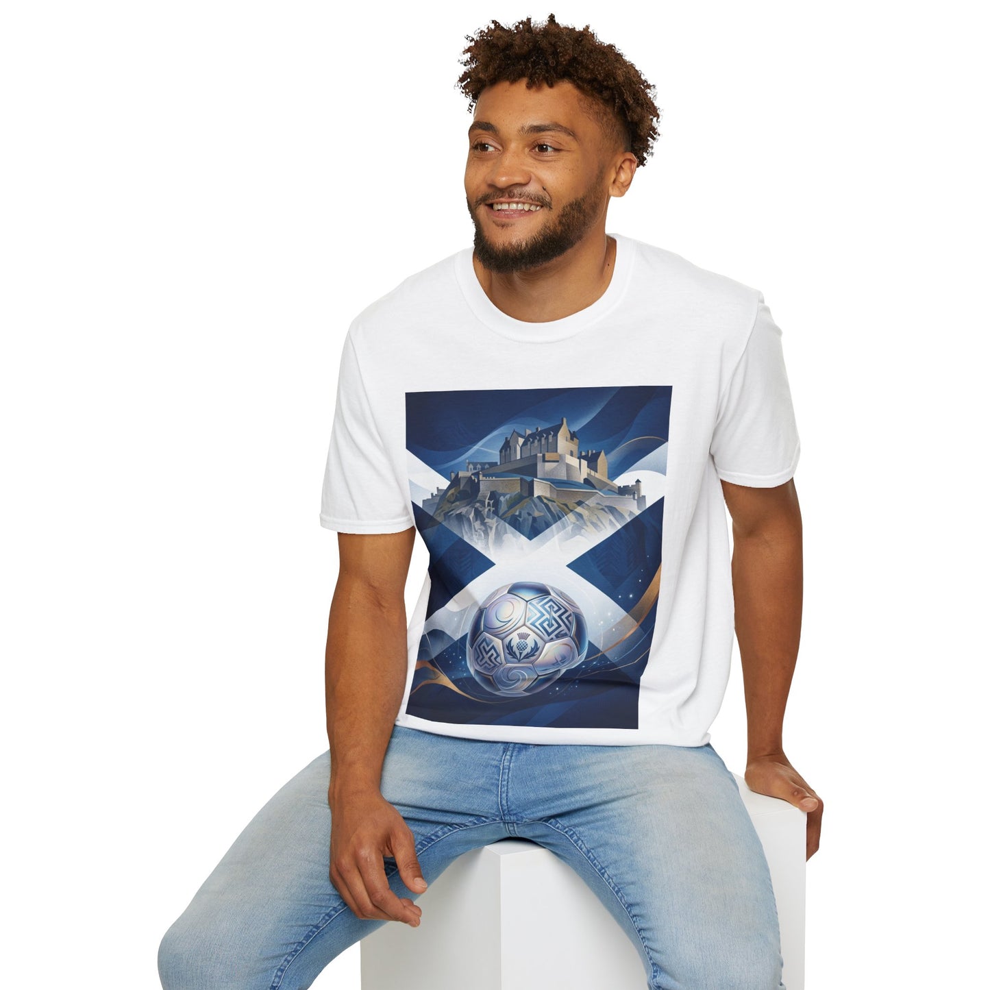 Scotland Soccer Crest T-Shirt — Saltire, Castle & Football Graphic Tee