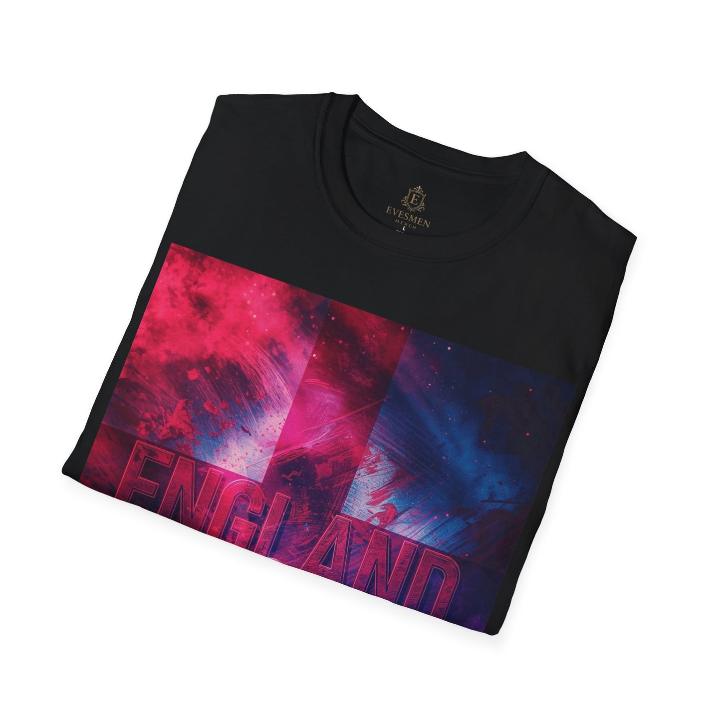 England Flag Soccer Match Day T-Shirt Smoke Graphic Tess