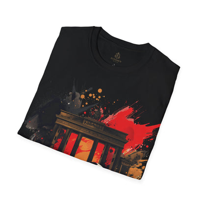 German Football Triumph T-shirt Brandenburg Gate Splatter Art Tee