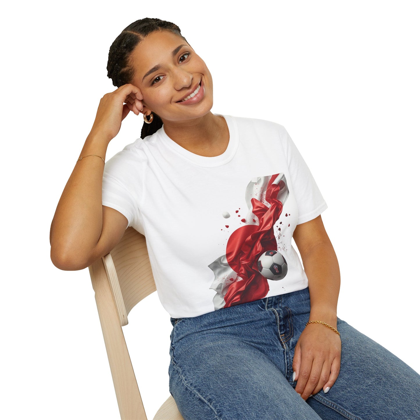 Japan Football Rising Sun T‑Shirt — Dynamic Red & White Silk Ribbon Design Tee