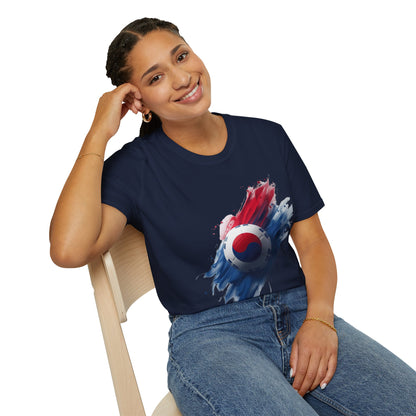 South Korea Football Flag T-Shirt Abstract Splatter Soccer Design Tee