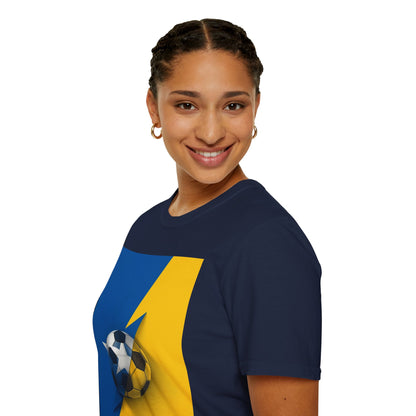 Curaçao Football Flag Minimalist T-Shirt Abstract La Familia Azul Soccer Tee