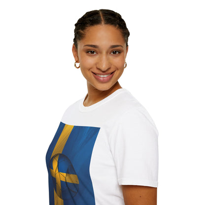 Sweden Football Flag Graphic T-Shirt Modern Blågult Soccer Design Tee