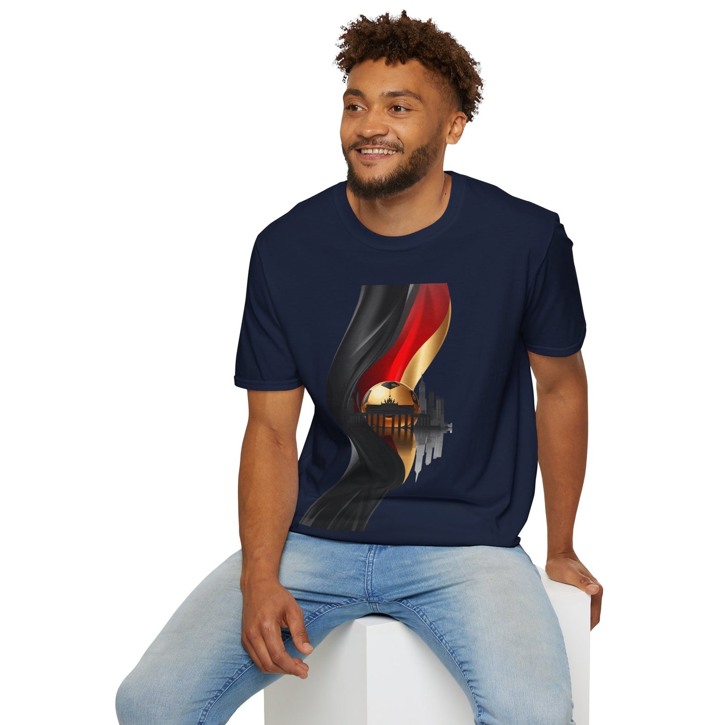Germany Flag Brandenburg Gate T-Shirt Luxury Gold Die Mannschaft Soccer Tee