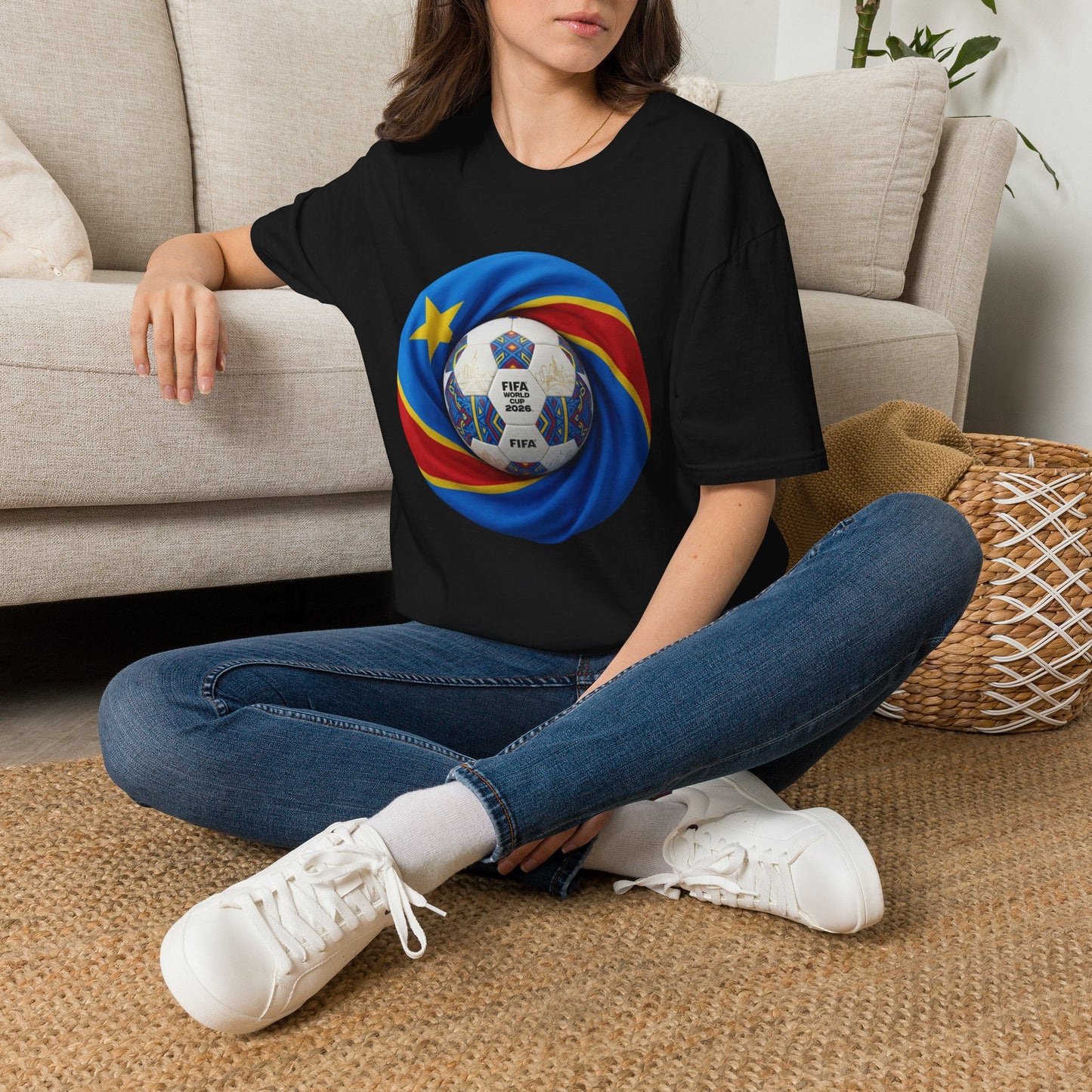 DR Congo Football Flag Circular Graphic T-Shirt Leopards Soccer 2026 Tee