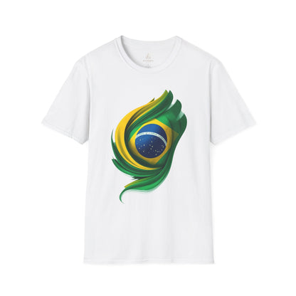 Brazil Flag Feather Football Graphic T-Shirt Tee