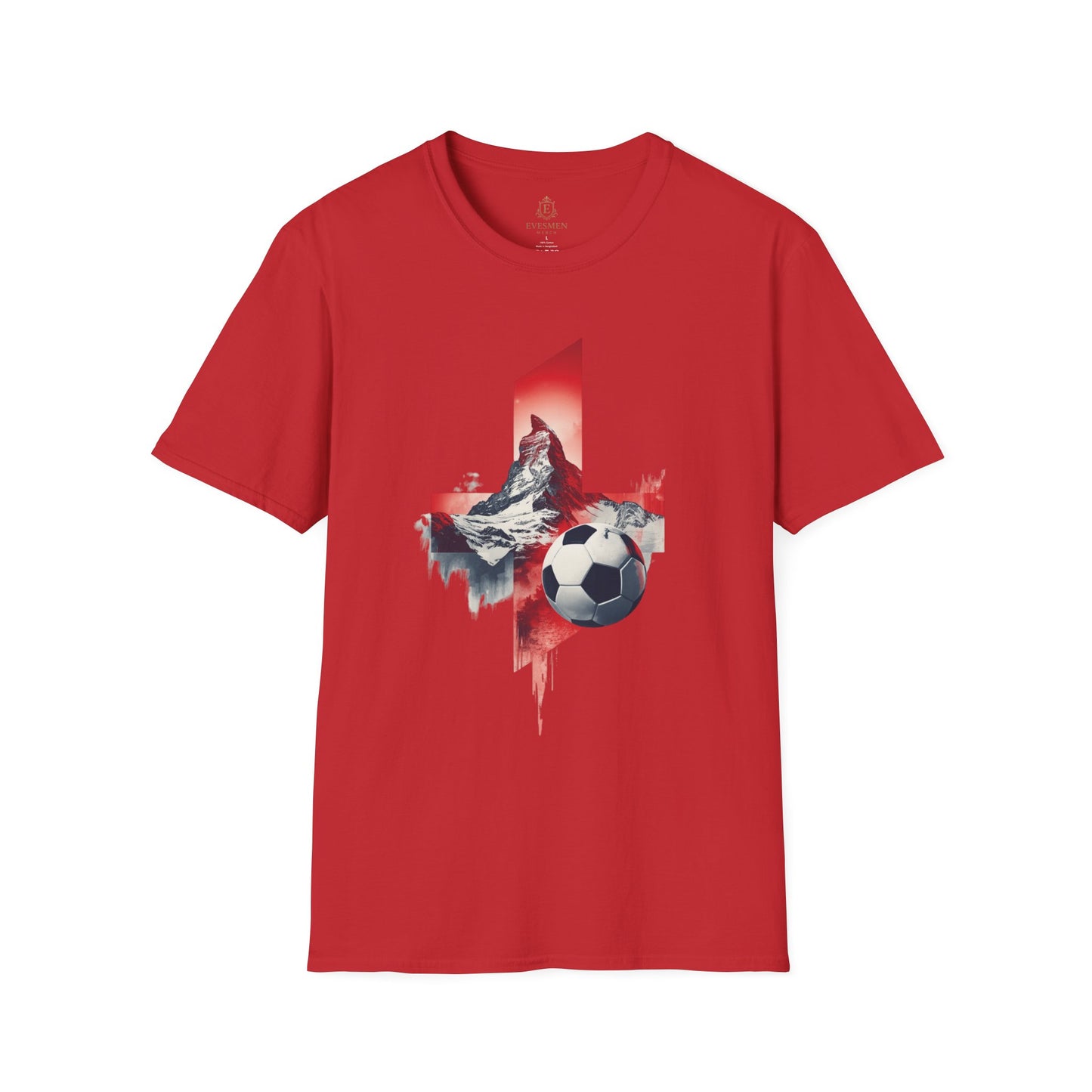 Soccer Switzerland Flag T-Shirt — Alpine Wolf & Football Graphic Tee