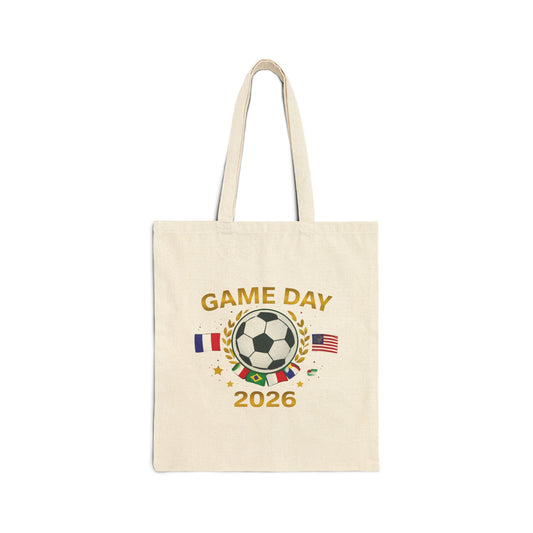 Soccer Game Day Tote Bag 2026 – World Cup Fan Cotton Canvas Tote