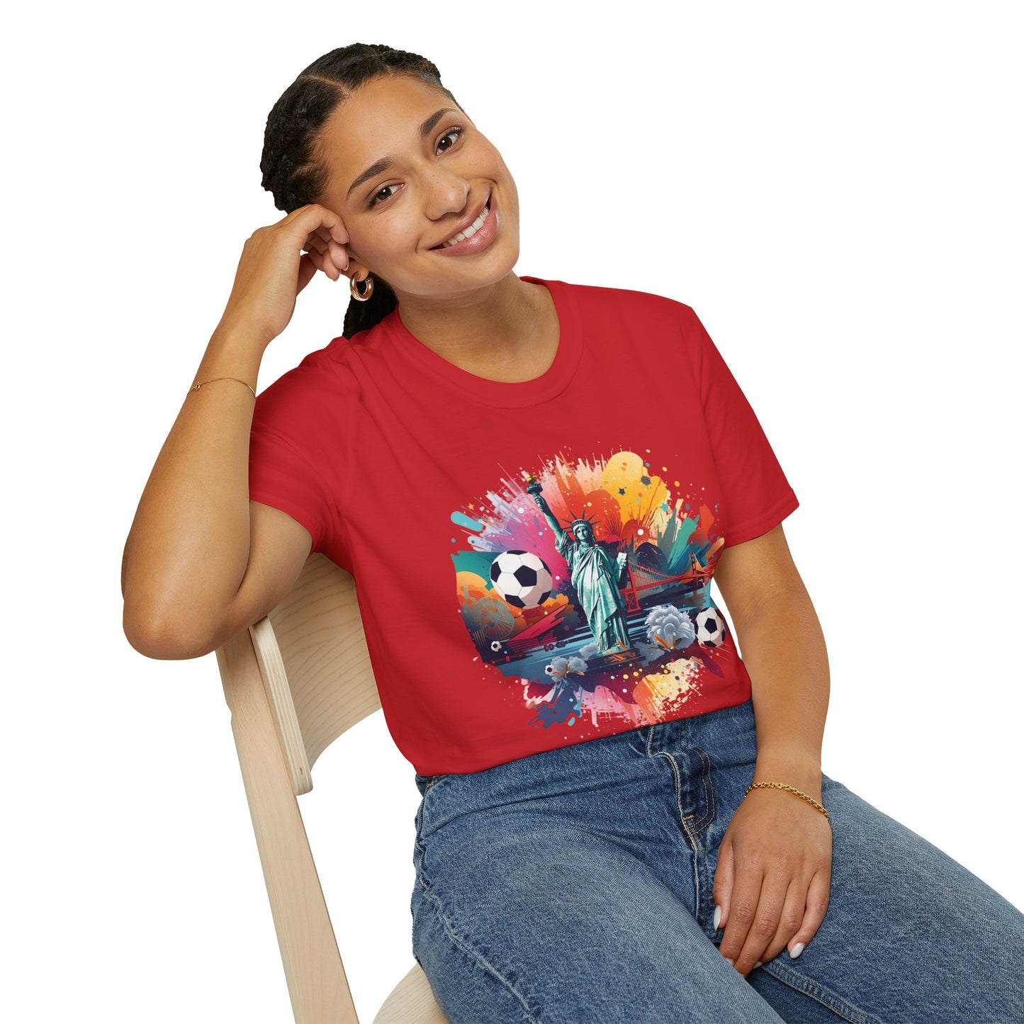 Statue of Liberty Soccer Splash Match Day T-Shirt — NYC Football Fan Tee