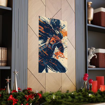 Abstract painting on a wall with decorative elements below