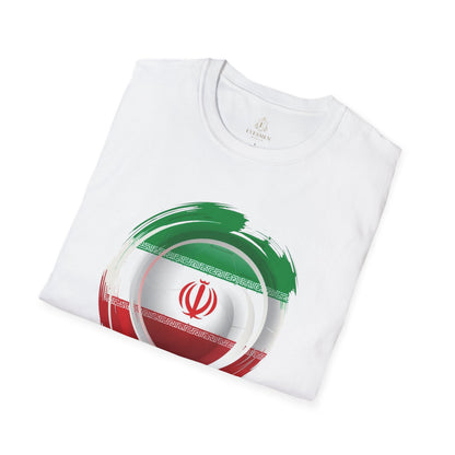 Iran Football Flag Circular Brushstroke T-Shirt Team Melli Soccer Graphic Tee