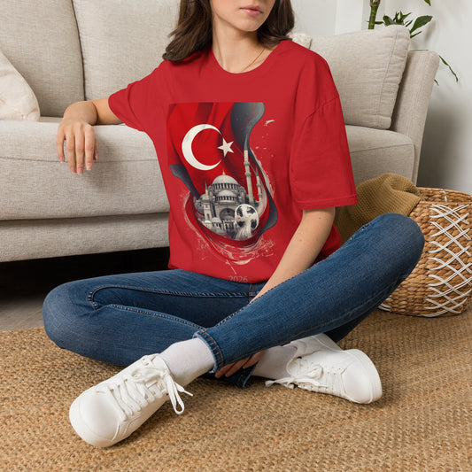 Türkiye Football T-Shirt Turkish Flag & Istanbul Mosque Design Tee