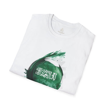 Saudi Arabia Football Flag Splatter T-Shirt Abstract Green Falcon Soccer Tee