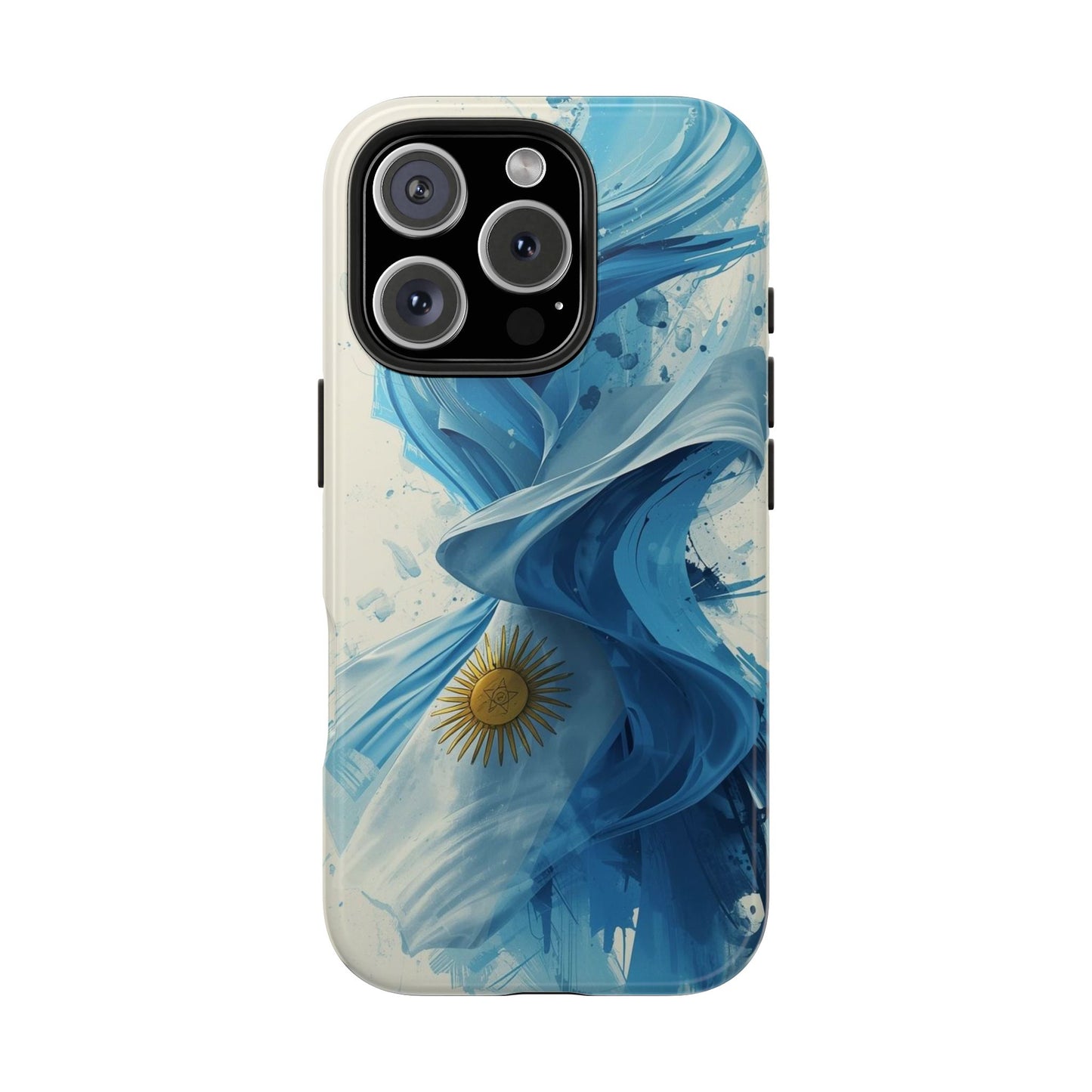 Argentinian Flag Watercolor Tough Phone Case - Blue Ribbon & Sun Protective Cover