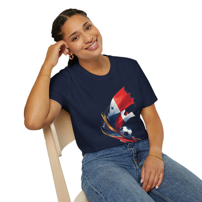 Panama Football Flag Splash T-Shirt Dynamic Los Canaleros Soccer Tee
