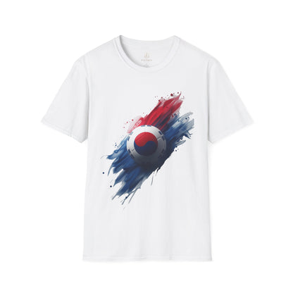 South Korea Football Flag T-Shirt Abstract Splatter Soccer Design Tee