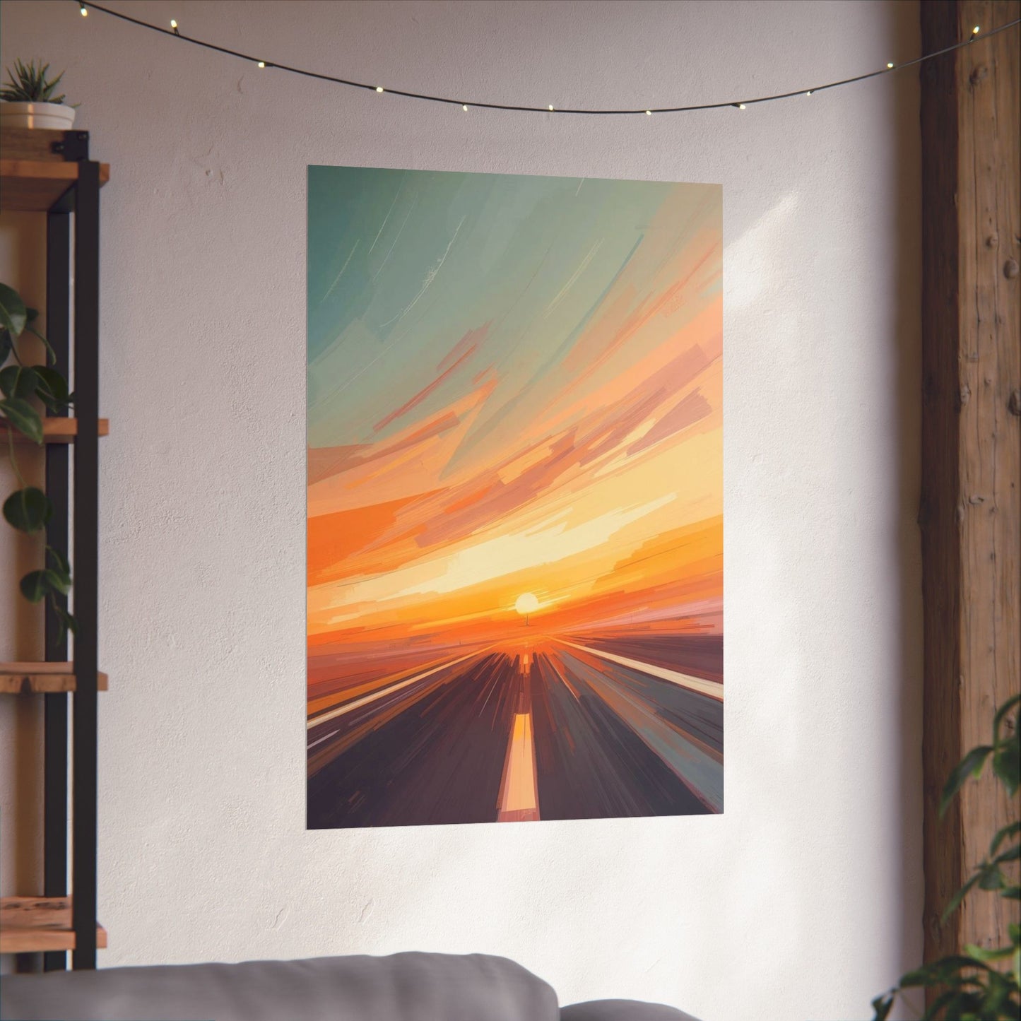 Sunset Drive Wall Art Poster | Vibrant Abstract Road Matte Print