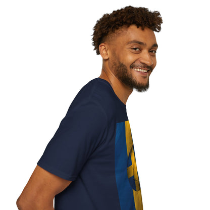Sweden Football Flag Graphic T-Shirt Modern Blågult Soccer Design Tee