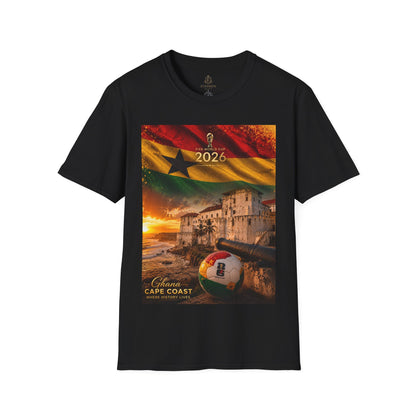 Ghana Football Flag Cape Coast Castle T‑Shirt Black Stars Soccer Heritage Tee