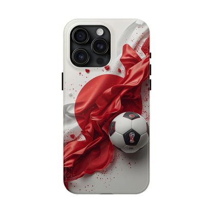 Red Satin Japan Flag Soccer Ball Design Phone Protective Case