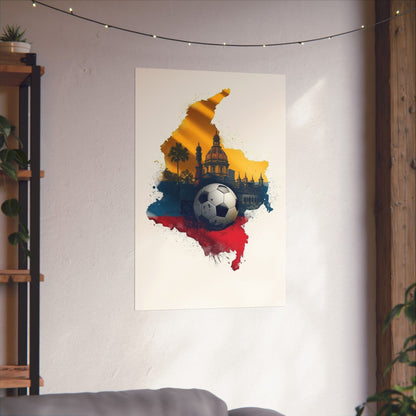 Colombia Flag Map Soccer Poster — Matte Cathedral Vintage Soccer Art