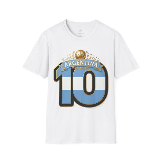 Argentina Number 10 Soccer T-Shirt — Messi Tribute Football Fan Tee