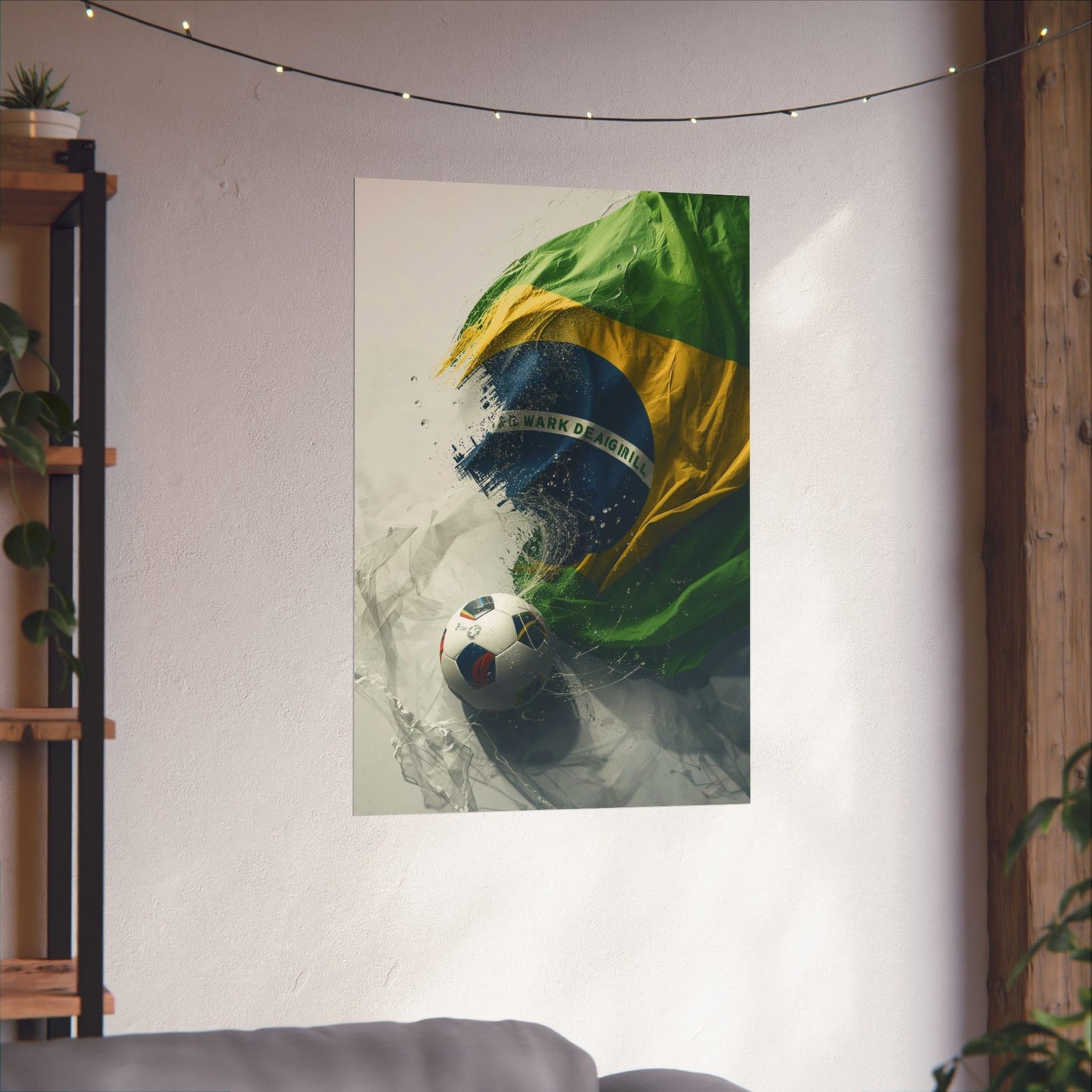 Brazil Flag Soccer Poster — Matte Vertical Football Wall Art Print