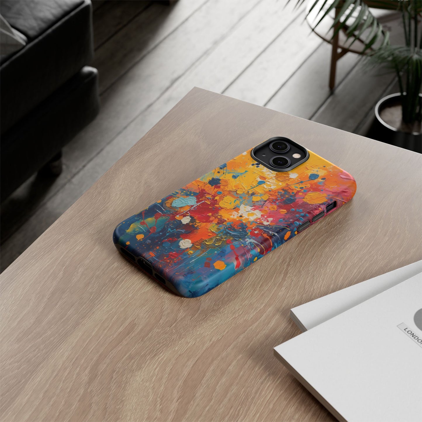 Abstract Color Splash Phone Case — Vibrant Paint Splatter Protective Cover