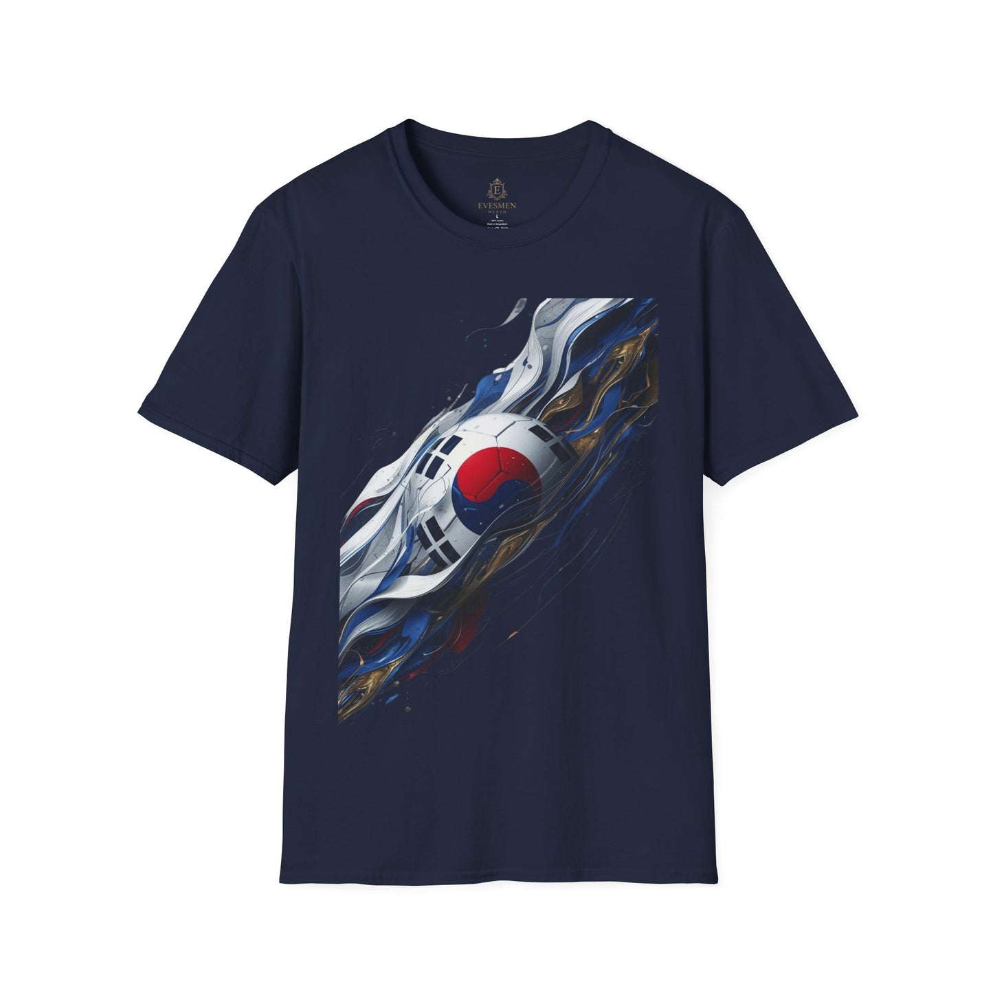 South Korea Football Wave Flag T-Shirt Luxury Abstract Soccer T-Shirt