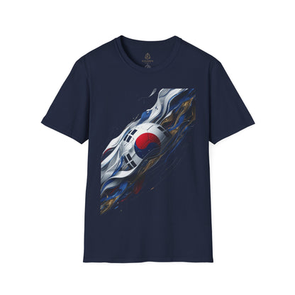 South Korea Football Wave Flag T-Shirt Luxury Abstract Soccer T-Shirt