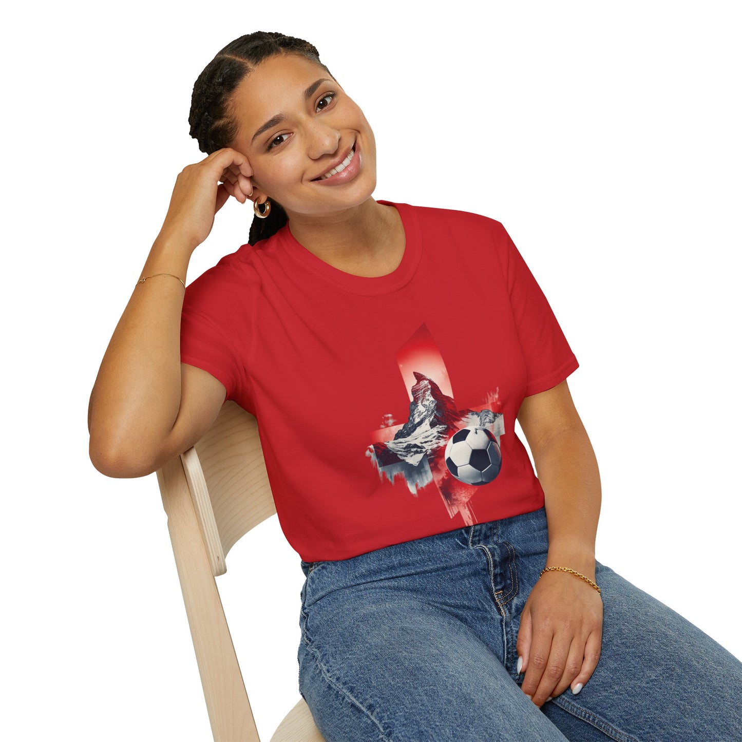 Soccer Switzerland Flag T-Shirt — Alpine Wolf & Football Graphic Tee