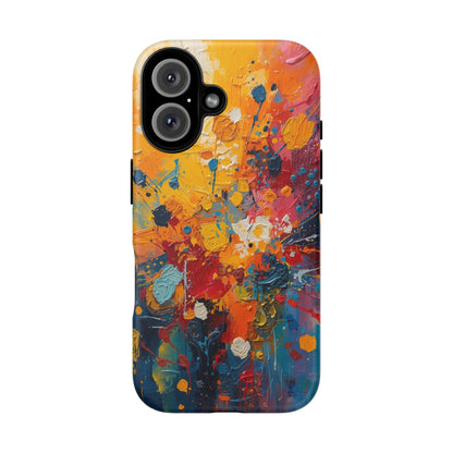 Colorful abstract phone case on a white background