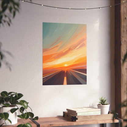 Sunset Drive Wall Art Poster | Vibrant Abstract Road Matte Print