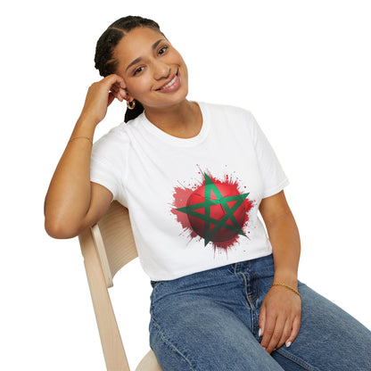 Morocco Football Flag Graphic T-Shirt – Moroccan Star Soccer Ball Design Tee