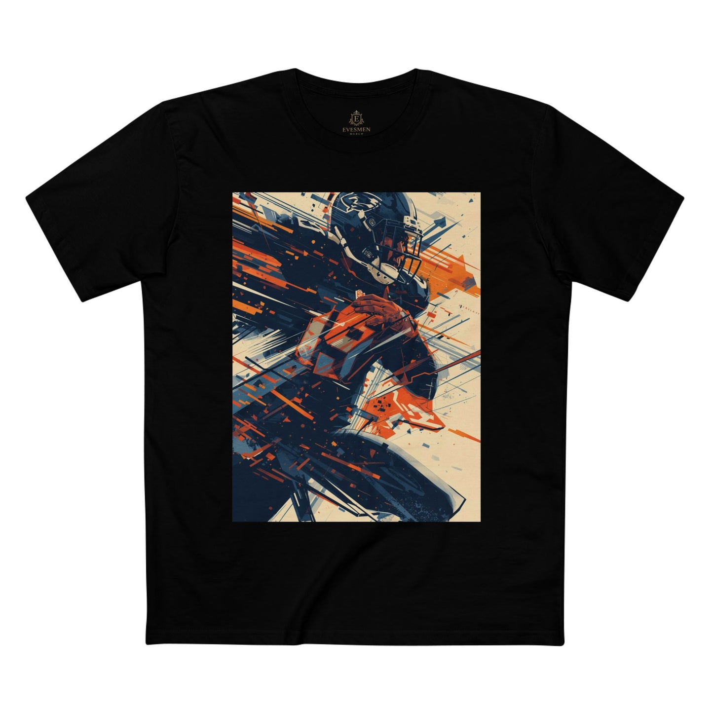 Football Player Action T-Shirt Dynamic Grunge Helmet Design