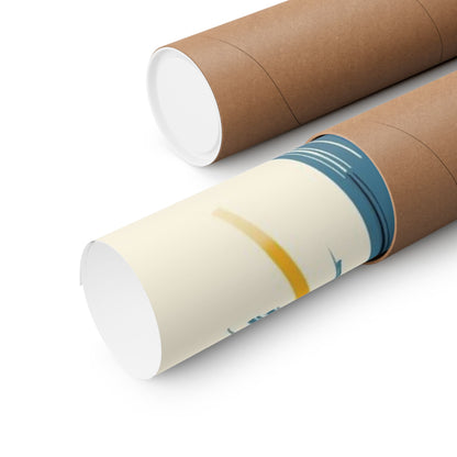 Two cardboard rolls with one featuring a colorful design on a white background