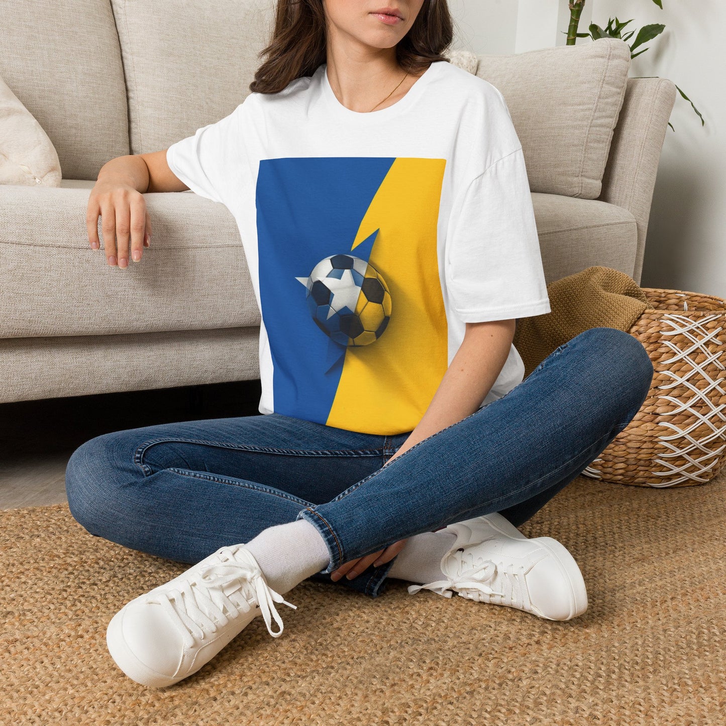 Curaçao Football Flag Minimalist T-Shirt Abstract La Familia Azul Soccer Tee